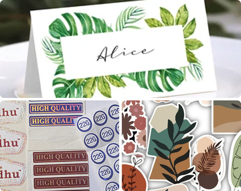 Multicolored leaf printed labels